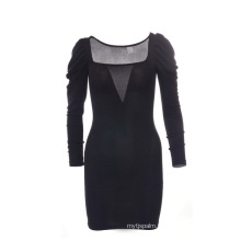 New Arrivals Ladies' Autumn Polyester Spande Popular Fabric Puffy Sleeve Dress For Women